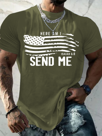 Here Am I Send Me Jesus God Christian Cotton T-Shirt