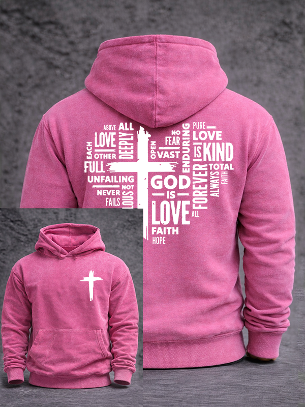 God is Love Jesus God Christian Washed Hoodie