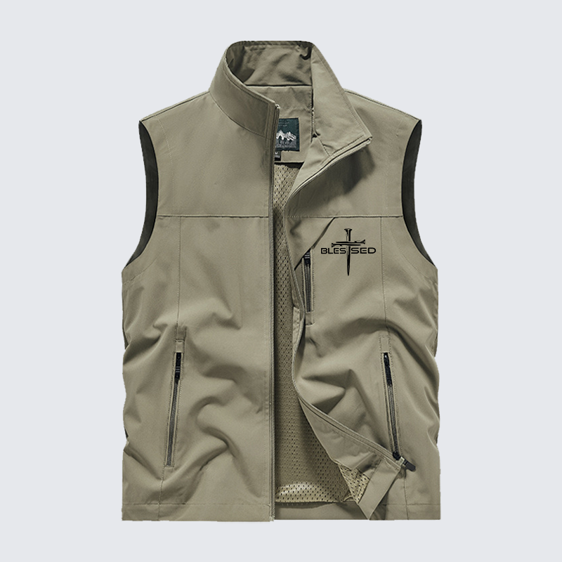 Cross Blessed Jesus God Christian Outdoor Quick-dry Vest