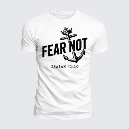 Fear Not Isaiah 41:10 Jesus God Christian  – Luxe Mercerized Interlock Cotton Tee