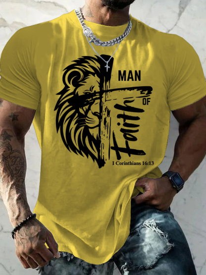 Man Of Faith Jesus God Christian Cotton T-Shirt