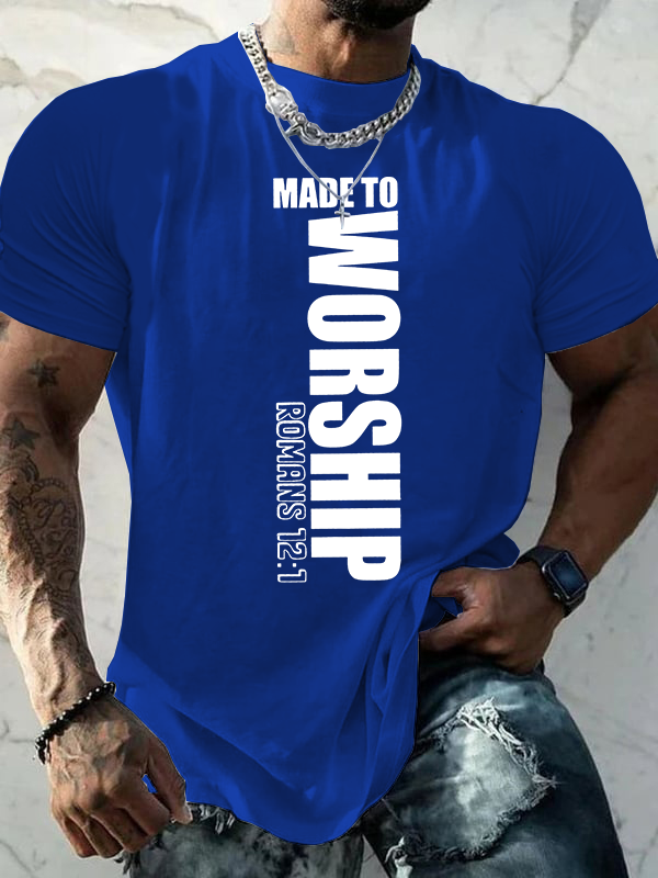 Made to Worship  Jesus God Christian Cotton T-Shirt