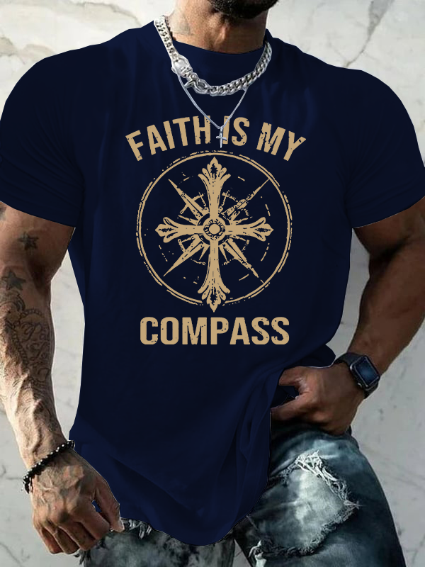 Faith Is My Compass Jesus God Christian Cotton T-Shirt