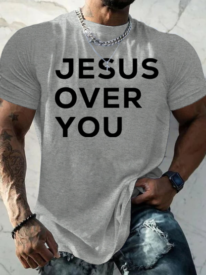 Jesus Over You Jesus God Christian Cotton T-Shirt