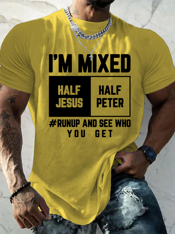 Man Of God Husband Dad Jesus God Christian Cotton T-Shirt