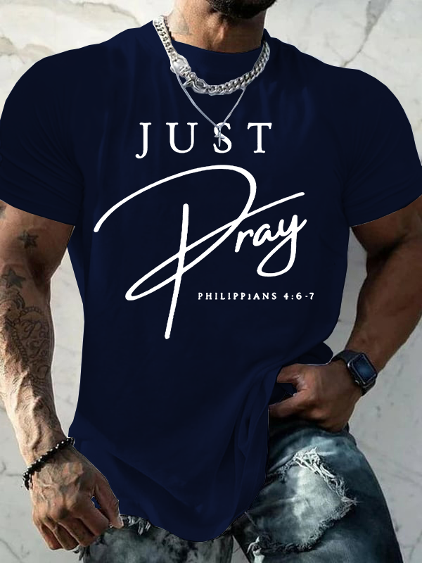 Just Pray Jesus God Christian Cotton T-Shirt