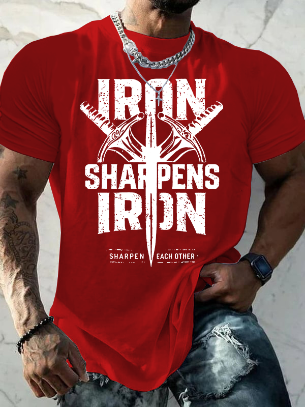 Iron Sharpens Iron Jesus God Christian Cotton T-Shirt