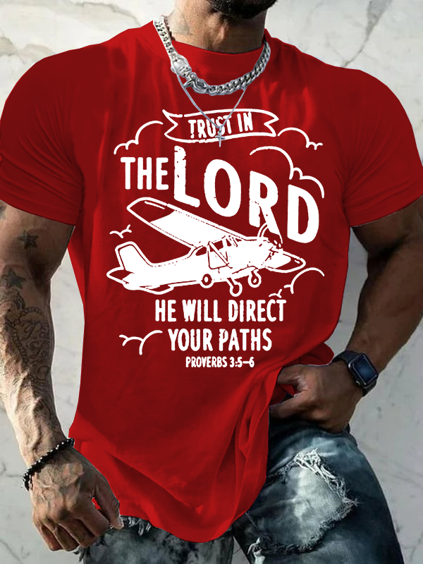 Trust In The Lord He Will Direct Your Paths Jesus God Christian Cotton T-Shirt