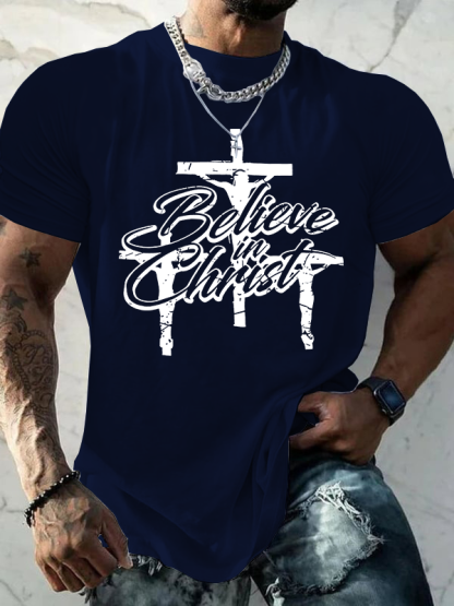 Believe In Christ Jesus God Christian Cotton T-Shirt