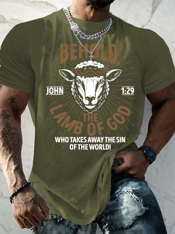 Behold The Lamb Of God - John 1:29 Jesus God Christian Cotton T-Shirt