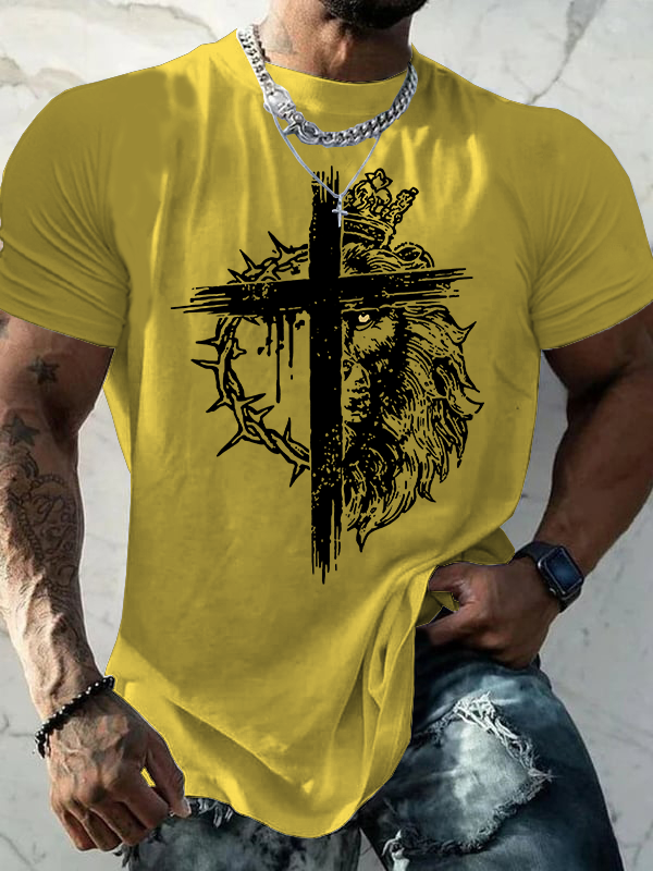 Lion of Judah Jesus God Christian Cotton T-Shirt