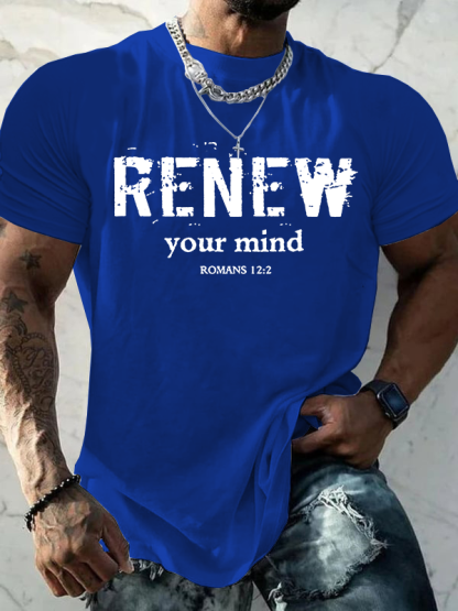Renew Your Mind Jesus God Christian Cotton T-Shirt