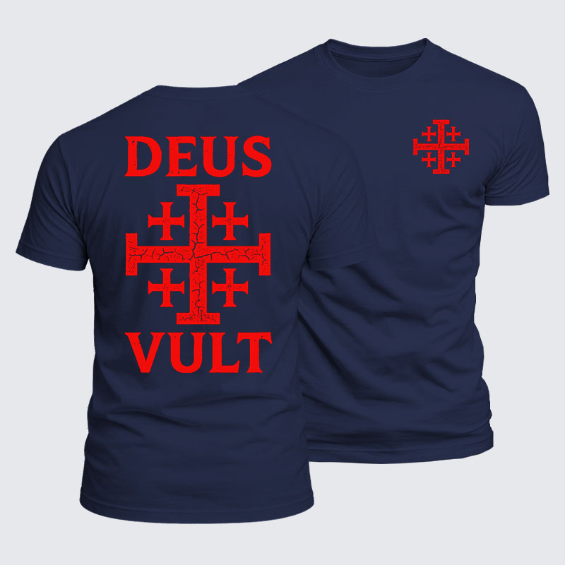 Deus Vult Jesus God Christian  – Luxe Mercerized Interlock Cotton Tee