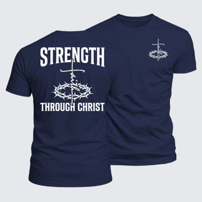 Strength Through Christ Jesus God Christian  – Luxe Mercerized Interlock Cotton Tee