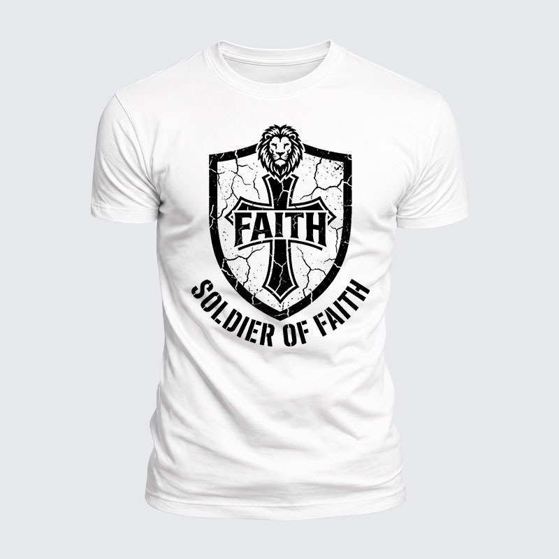 Soldier Of Faith Jesus God Christian  – Luxe Mercerized Interlock Cotton Tee