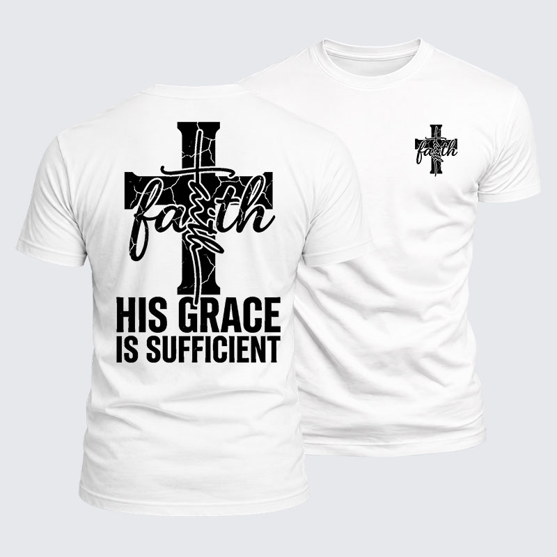 His Grace Is Sufficient Jesus God Christian  – Luxe Mercerized Interlock Cotton Tee