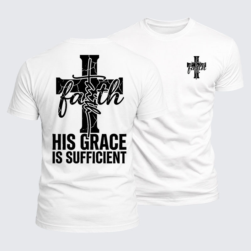 His Grace Is Sufficient Jesus God Christian  – Luxe Mercerized Interlock Cotton Tee