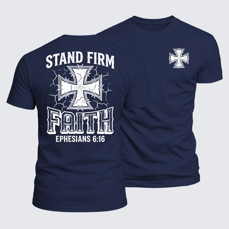 Stand Firm Faith Jesus God Christian  – Luxe Mercerized Interlock Cotton Tee