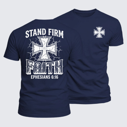 Stand Firm Faith Jesus God Christian  – Luxe Mercerized Interlock Cotton Tee