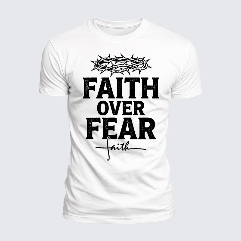 Faith Over Fear Jesus God Christian  – Luxe Mercerized Interlock Cotton Tee