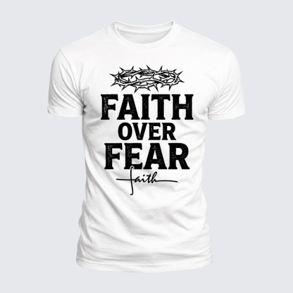 Faith Over Fear Jesus God Christian  – Luxe Mercerized Interlock Cotton Tee