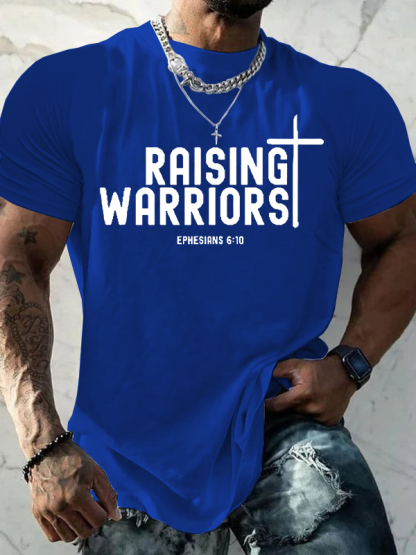 Raising Warriors Bible Verse Christian Cotton T-Shirt