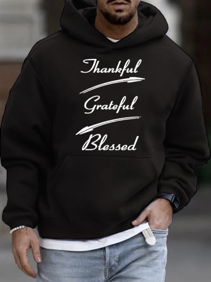 Thankful Grateful Blessed Christian Cotton Hoodie