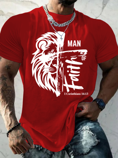 Man Of Faith Jesus God Christian Cotton T-Shirt