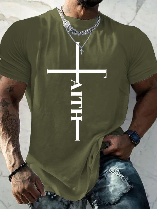 Faith Cross Jesus God Christian Cotton T-Shirt