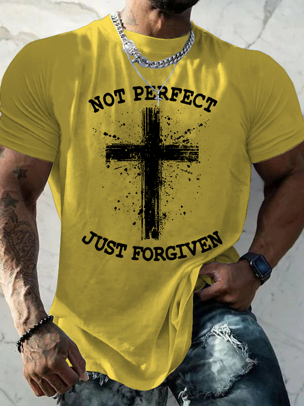 Not Perfect Just Foregiven Jesus God Christian Cotton T-Shirt