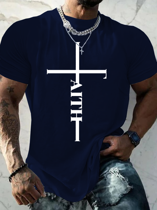 Faith Cross Jesus God Christian Cotton T-Shirt