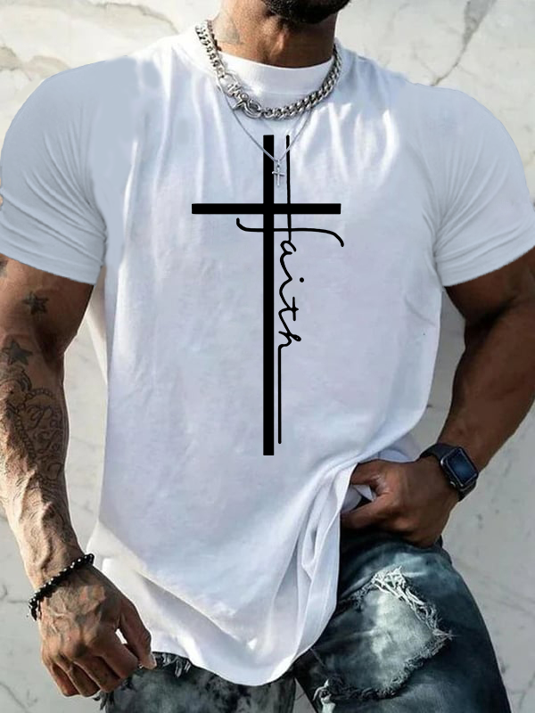 Faith Cross  Jesus God Christian Cotton T-Shirt