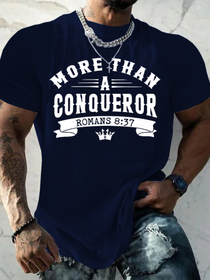 More Than a Conqueror Jesus God Christian Cotton T-Shirt