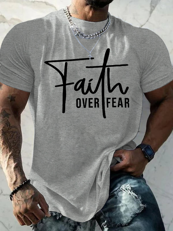Faith Over Fear Cross Christian Cotton T-Shirt