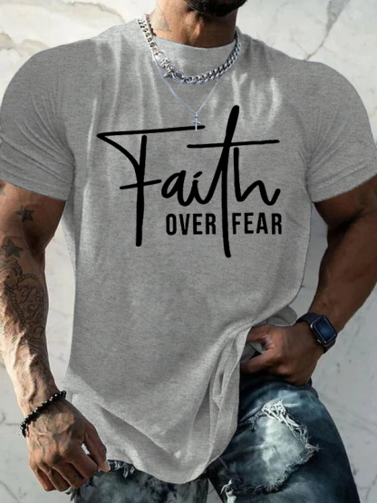 Faith Over Fear Cross Christian Cotton T-Shirt