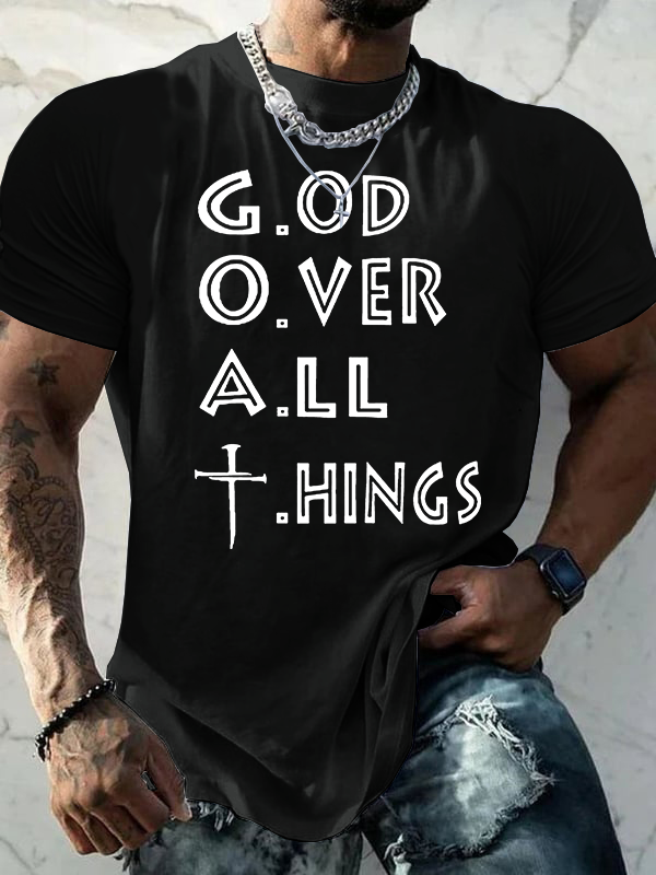 Man Of God Husband Dad Jesus God Christian Cotton T-Shirt