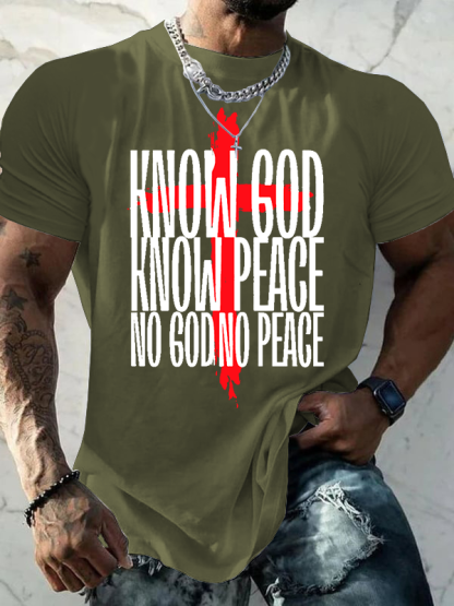Know God Know Peace No God No Peace Jesus God Christian Cotton T-Shirt