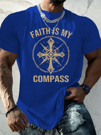Faith Is My Compass Jesus God Christian Cotton T-Shirt