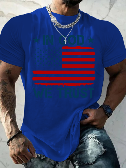 US American Flag In God We Trust Jesus God Christian Cotton T-Shirt