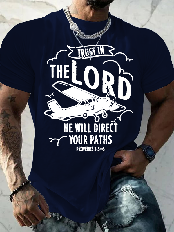 Trust In The Lord He Will Direct Your Paths Jesus God Christian Cotton T-Shirt