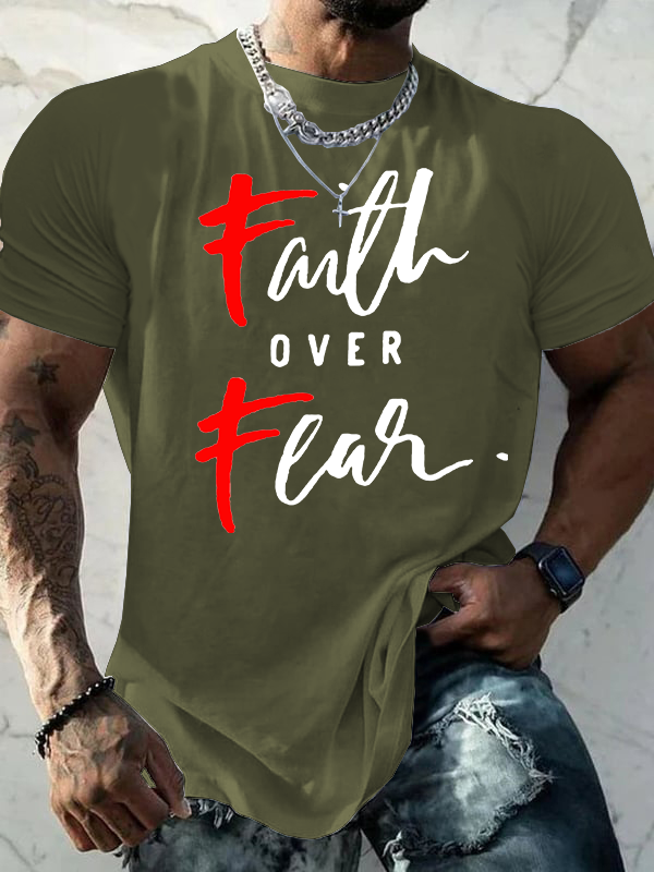 Faith Over Fear Cross Christian Cotton T-Shirt