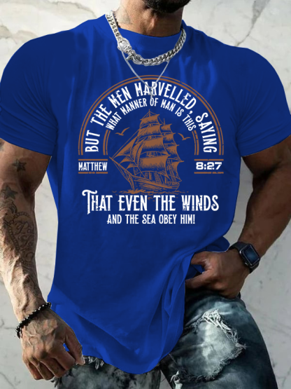 But The Men Marvelled - Matthew 8:27 Jesus God Christian Cotton T-Shirt