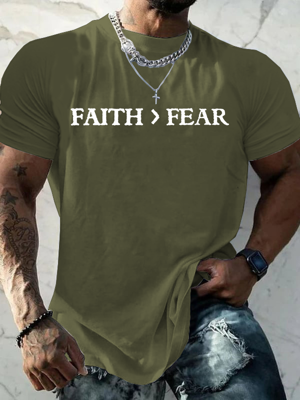 Faith > Fear Jesus God Christian Cotton T-Shirt
