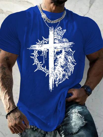 Lion of Judah Jesus God Christian Cotton T-Shirt