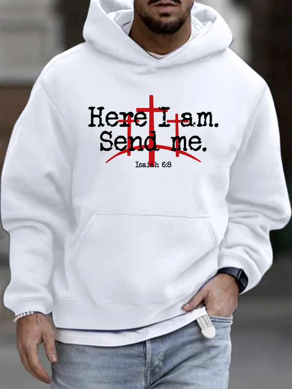 Here I Am Send Me - Bible Verse Isaiah 6:8 Christian Cotton Hoodie