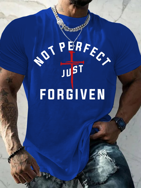 Not Perfect Just Forgiven Jesus God Christian Cotton T-Shirt