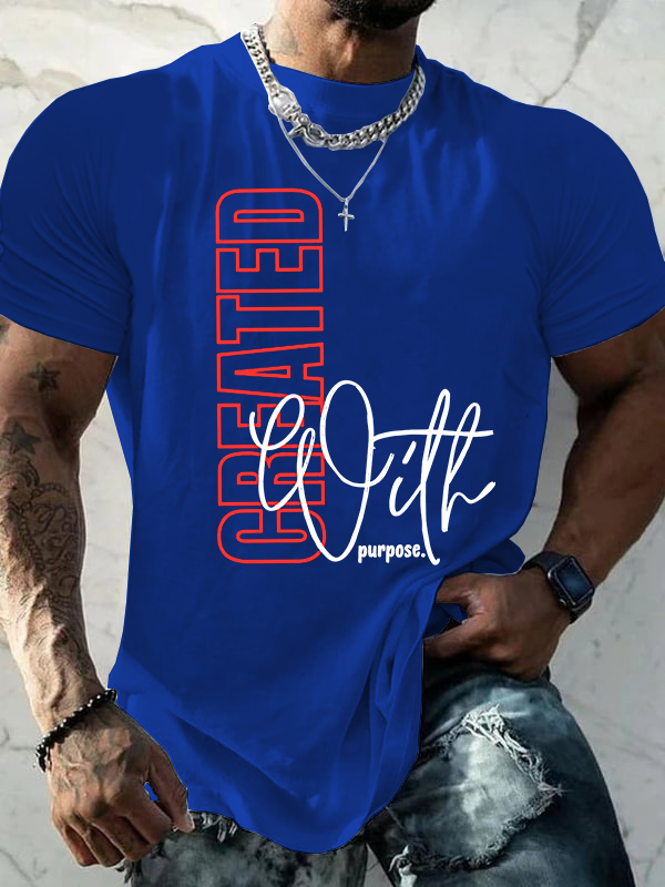 Created with Purpose Jesus God Christian Cotton T-Shirt