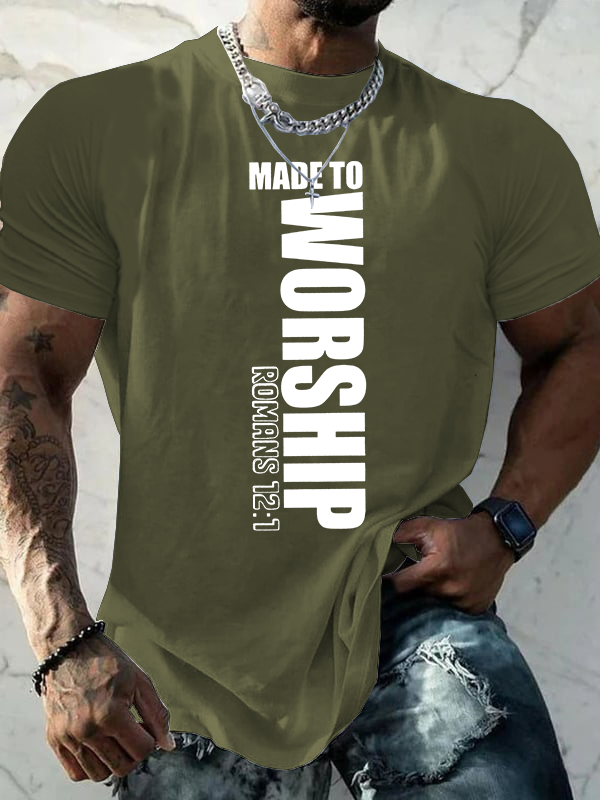 Made to Worship  Jesus God Christian Cotton T-Shirt