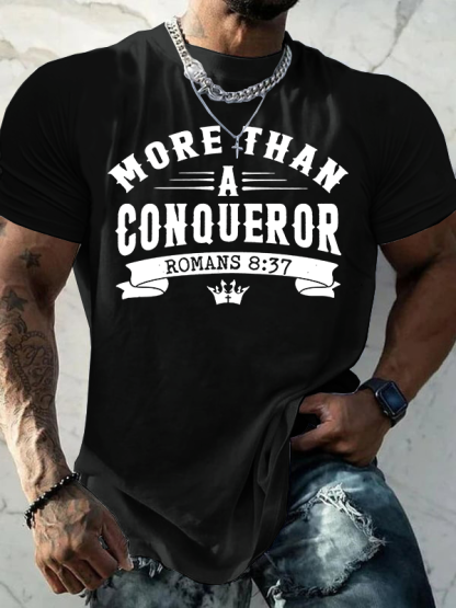 More Than a Conqueror Jesus God Christian Cotton T-Shirt
