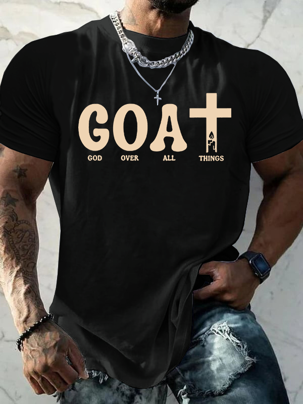 Man Of God Husband Dad Jesus God Christian Cotton T-Shirt